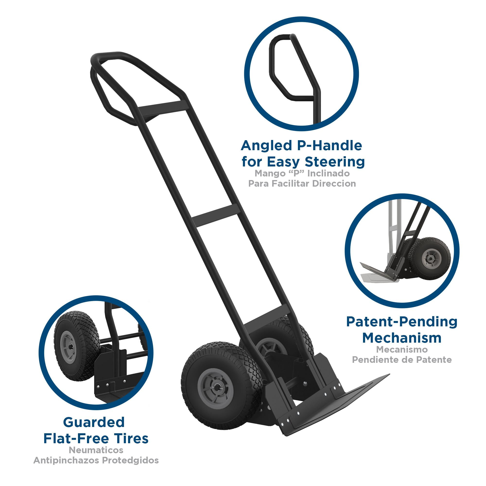 COSCO Load Assist Hand Truck with P Handle and Flat Free Wheels, 800lb capacity