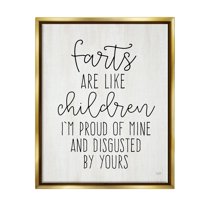Stupell Farts Like Children Funny Bathroom Typography Painting Gold Floater Framed Art Print Wall Art