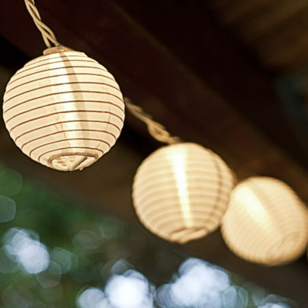 - E-joy White Lantern LED String Light, 13.5 Foot, 10 Mini Lanterns, 1 Plugin Strand, Water Resistant, Indoor/Outdoor Use, Connectable