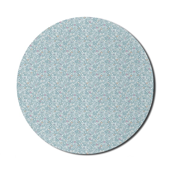 Pastel Mouse Pad for Computers, Rhythmic Bubbles in Muted Tones, Round Non-Slip Thick Rubber Modern Gaming Mousepad, 8" Round, Cadet Blue Blush, by Ambesonne