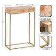 thumbnail image 6 of Kate and Laurel Karlsen Modern Wood and Metal Burlwood Narrow Side Table, 16 x 24 x 8, Burlwood and Gold, Slim End Table for Use as Skinny Bedroom Nightstand or Entryway Table Option, 6 of 11