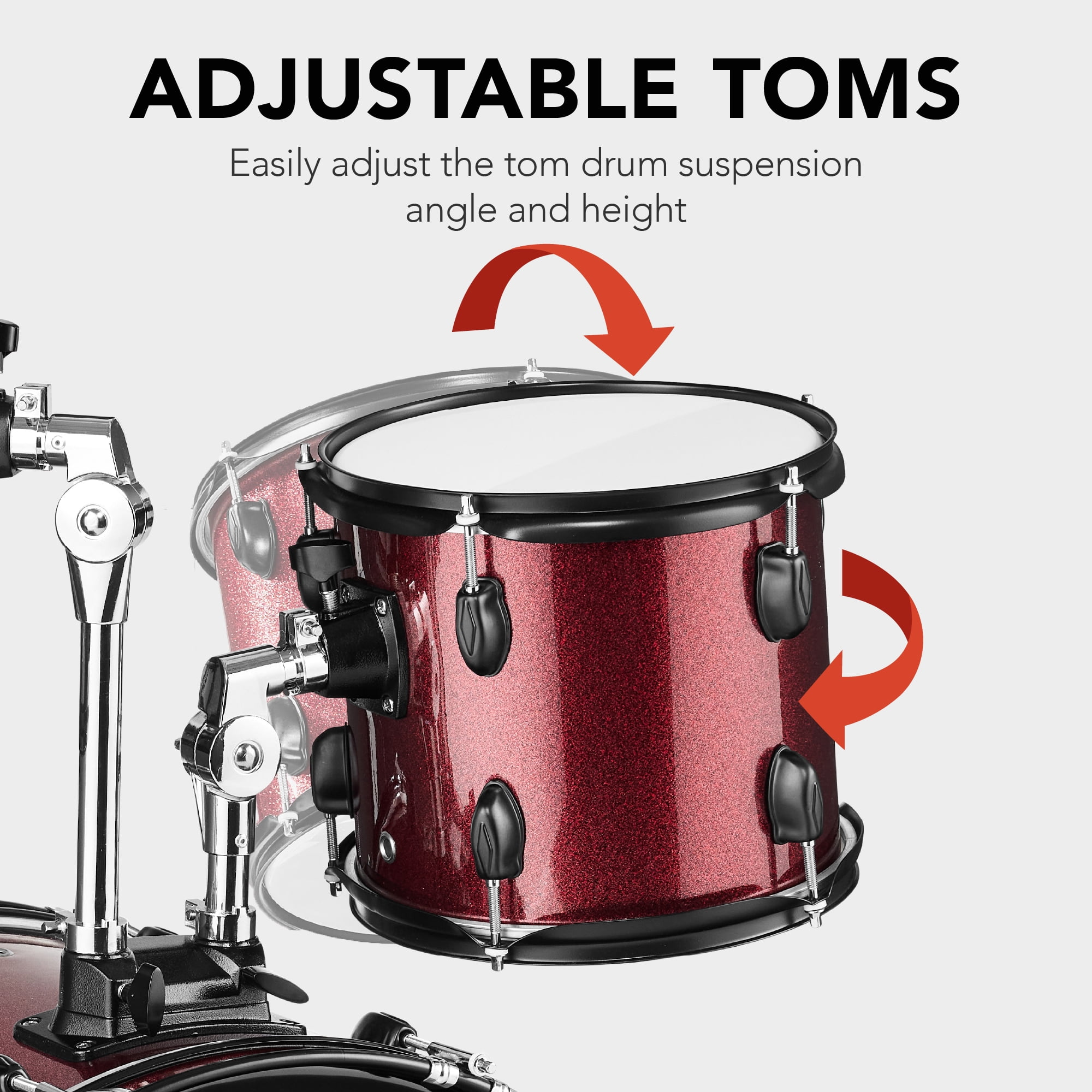 Best Choice Products 5-Piece Beginner Drum Set w/ Snare, Bass, Toms, Cymbal, Hi-Hat, Sticks, Drum Pedal - Red