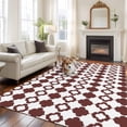 thumbnail image 2 of Retro Boho Area Rugs 5'x8', Washable Small Throw Rugs for Classroom Bedroom, Dark Red Geometric Pattern Rhombic Bohemia Indoor Outdoor Rug Non-Slip Low Pile Carpet Runner Reversible Floor Mats, 2 of 8