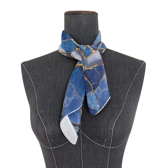 Square Scarf 24x24 Inch Kintsugi Waves Of Sapphire Silky Satin Sun Protection Neck Scarf for Women Multi-Purpose Head Wrap Bandana for Hair Bag Decoration