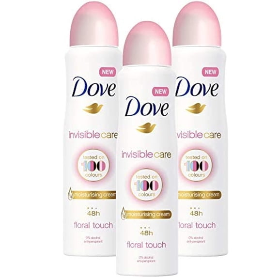 3 Pack Dove Invisible Care Floral Touch 48hr Antiperspirant Deodorant Body Spray 250mL