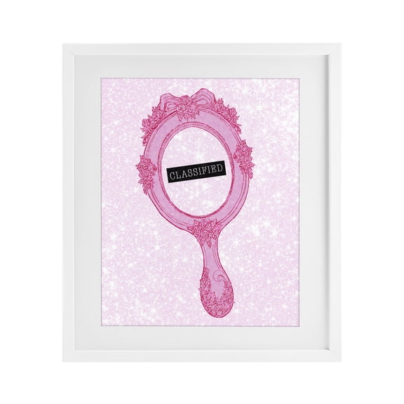 Stupell Industries Art Deco Classified Ornate Pink Mirror White Framed Print Under Glass, 17 x 21, by Ziwei Li
