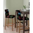 thumbnail image 2 of Game Controller Bar Stool Covers Set of 2, Modern Art Gaming Handheld Black Stretch Washable Bar Chair Covers with Backs, Removable Pub Counter Height Chair Cover for Kitchen Dining Room Cafe, 2 of 7