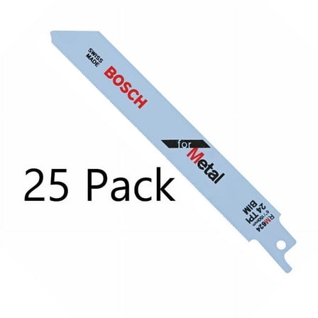 Bosch 25 Pack of Genuine 6-Inch 24T Thin Metal Recip Saw Blades - RM624B-25PK