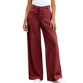 thumbnail image 5 of Womens Sweat Oants Woman Pant Ndbuld Women's Wide Leg Dress Pants High Waisted Business Casual Work Trousers With Pockets Loose Straight Leg Office Pants For Women Wine,XXXL, 5 of 9