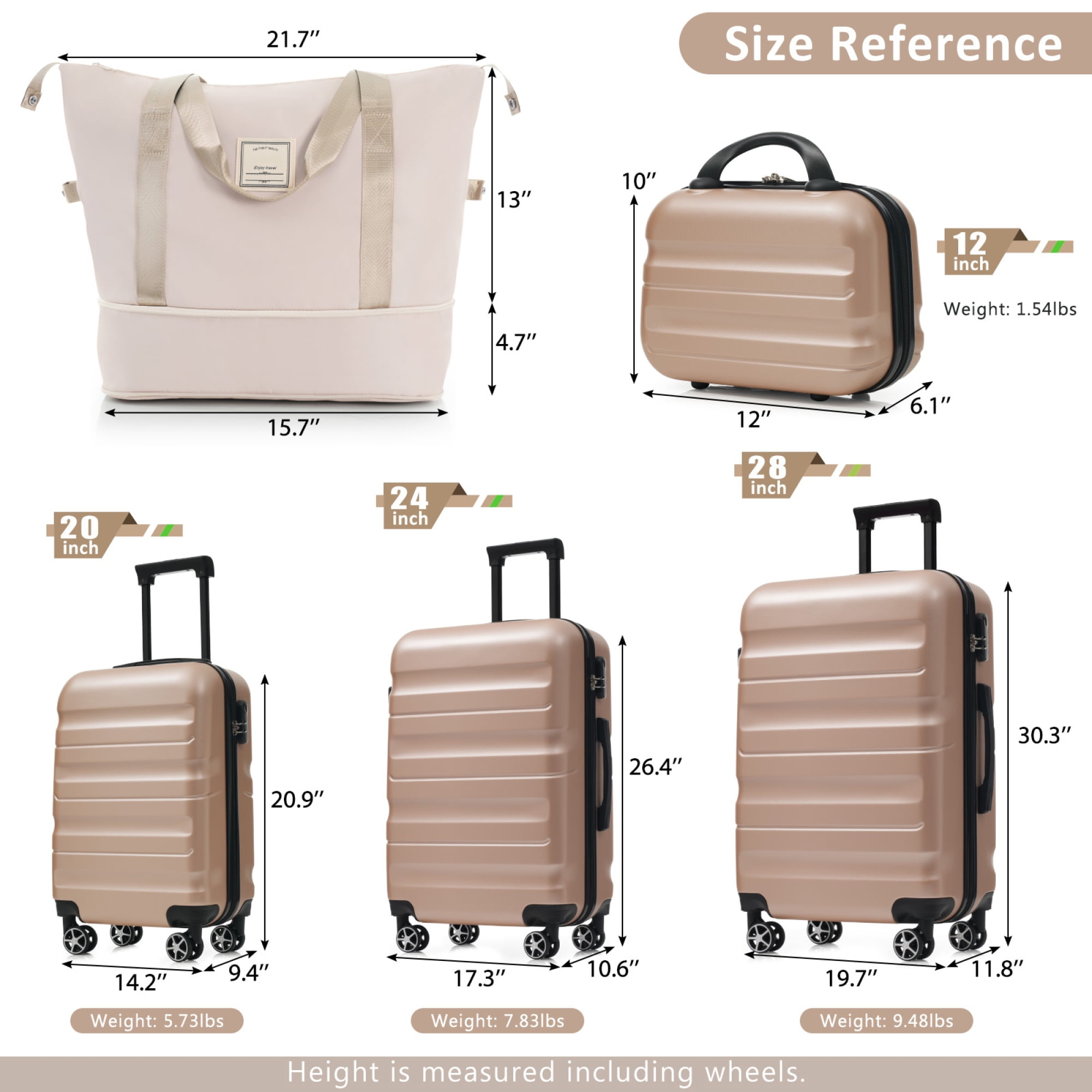 Hardshell ABS Luggage Set - Carry-On Suitcases with Dual Spinner Wheels,Check-In Sizes for Travel & Business