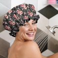 thumbnail image 5 of Shower Caps,Pioneer Flower Floral Print Pattern Waterproof Shower Cap for Women 4 Pieces,Double Reusable Hair Cover for Shower PEVA Elastic Stretch Hem, 5 of 7
