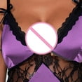 thumbnail image 4 of asdoklhq Summer Sexy Nightgowns for Women Loose Pajama Dress Womens Sexy Sling Suspender Lace V-Neck Low-Neck Your Underwear Lingerie Purple 2X, 4 of 4