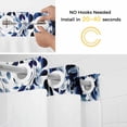 thumbnail image 5 of Blue Eucalyptus No Hook Shower Curtain Waterproof, Bathroom Curtains with Snap in Liners and See Through Top Window, Weeping Botanical Leaf Watercolor Hotel Style Bathtub Curtains Shower 66"Wx72"L, 5 of 8