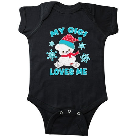 

Inktastic Polar Bear My Gigi Loves Me in Santa Hat with Snowflakes Gift Baby Boy or Baby Girl Bodysuit