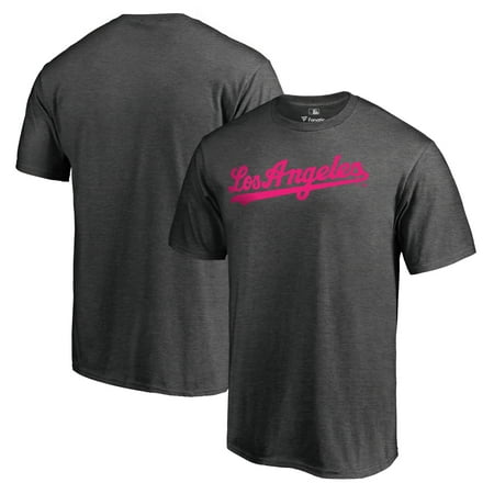 Los Angeles Dodgers Fanatics Branded 2019 Mother's Day Pink Wordmark T-Shirt - Heather