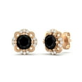 thumbnail image 4 of 925 Sterling Silver Rose Vermeil 5mm Round Black Spinel Flower Halo Women Mother's Day Gift Stud Earrings, 4 of 4