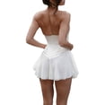 thumbnail image 6 of Womens Y2k Tube Dress Strapless Off Shoulder Front Cross Bandage Corset Dress Club Mini Dress, 6 of 7