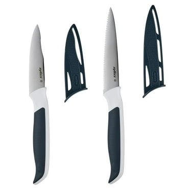 Zyliss Comfort 2 Piece Paring Knife Set, 3.5" Paring, 4" Serrated Paring, Silver Stainless Steel