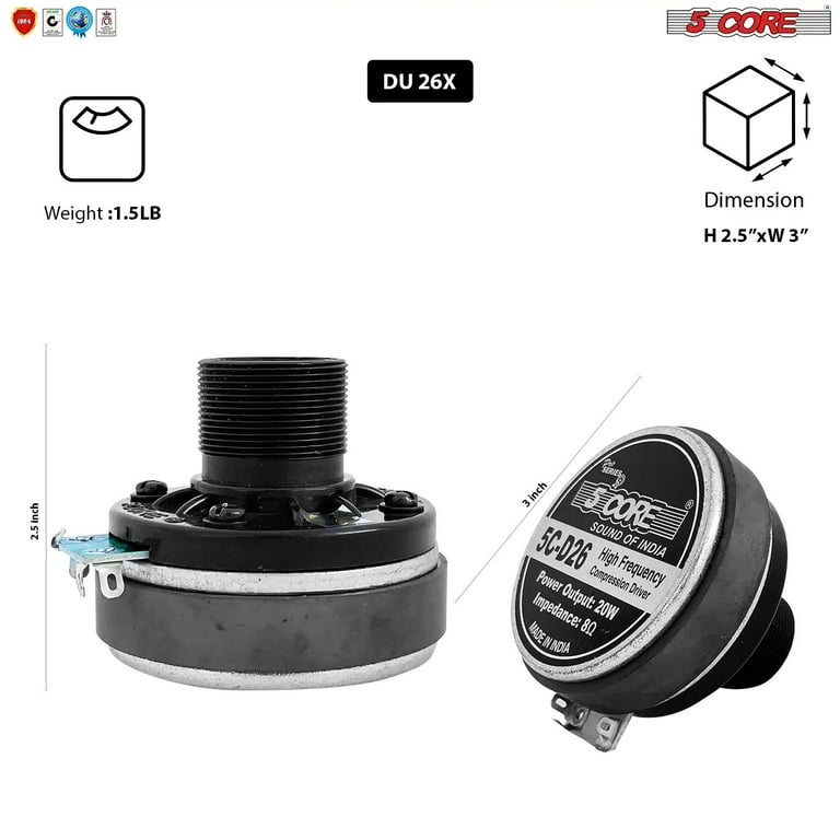 Compression Horn Tweeter Driver Unit Screw-On Timpano Speaker 8