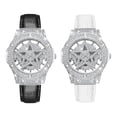 thumbnail image 2 of Minnieouse Reloj de Charm Rhinestone Brillante Pentagram Accesorio Relojes con banda de cuero Fashion Lady Mature Decorativo Relojes Blanco, 2 of 6