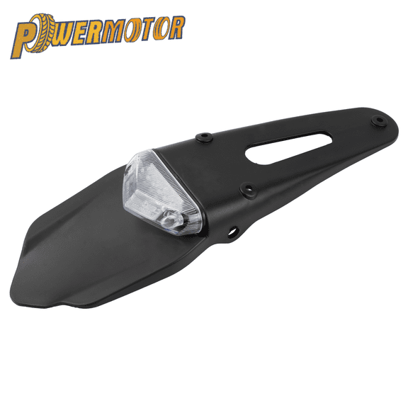 Powermotor Clear Light Motorcycle LED Taillight Fender Rear Brake Signal Lamp License Plate Bracket 12V For Dirt Bike Trail Supermoto Motocross Enduro Replacement Part