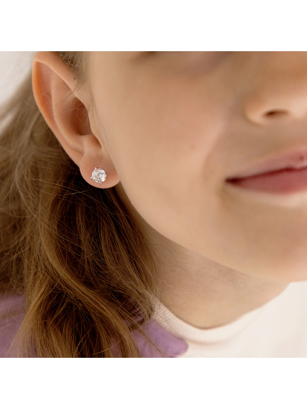6mm CZ Prong Set Children's / Kids / Teens Earrings Screw Back - Sterling Silver