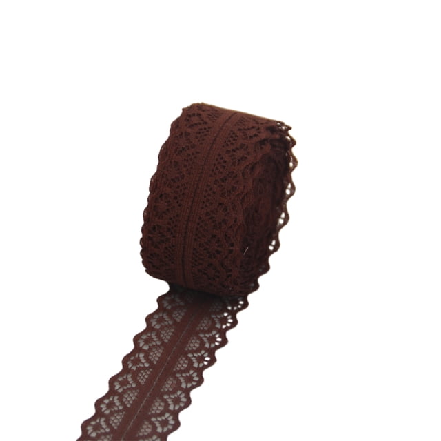 Billuyoard Cinta vintage con borde de encaje de tela - Cinta de regalo artesanal de moda y duradera Cinta fácil de atar Tela de costura y artesanía café E2-2