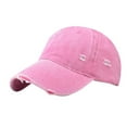 thumbnail image 2 of Classic Vintage Distressed Baseball Cap, Washed Cotton, Adjustable Fit,Color:Pink, 2 of 2