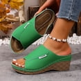thumbnail image 3 of Wedge Sandals for Women Fashion Splice Leather Open Toe Platform Slip on Mules Summer Casual Lightweight Slides Green Size 9.5, 3 of 6
