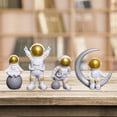 thumbnail image 4 of 4 piezas de estatua de astronauta, figura decorativa, estantería, figura de astronauta Oro blanco, 4 of 6