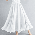 thumbnail image 2 of Womens Plus Size Maxi Skirt Long Skirts for Women Trendy Elastic Waist Boho Skirts Casual Vacation Solid Color High Waisted Womens Vacation Beach Long Skirts, 2 of 5