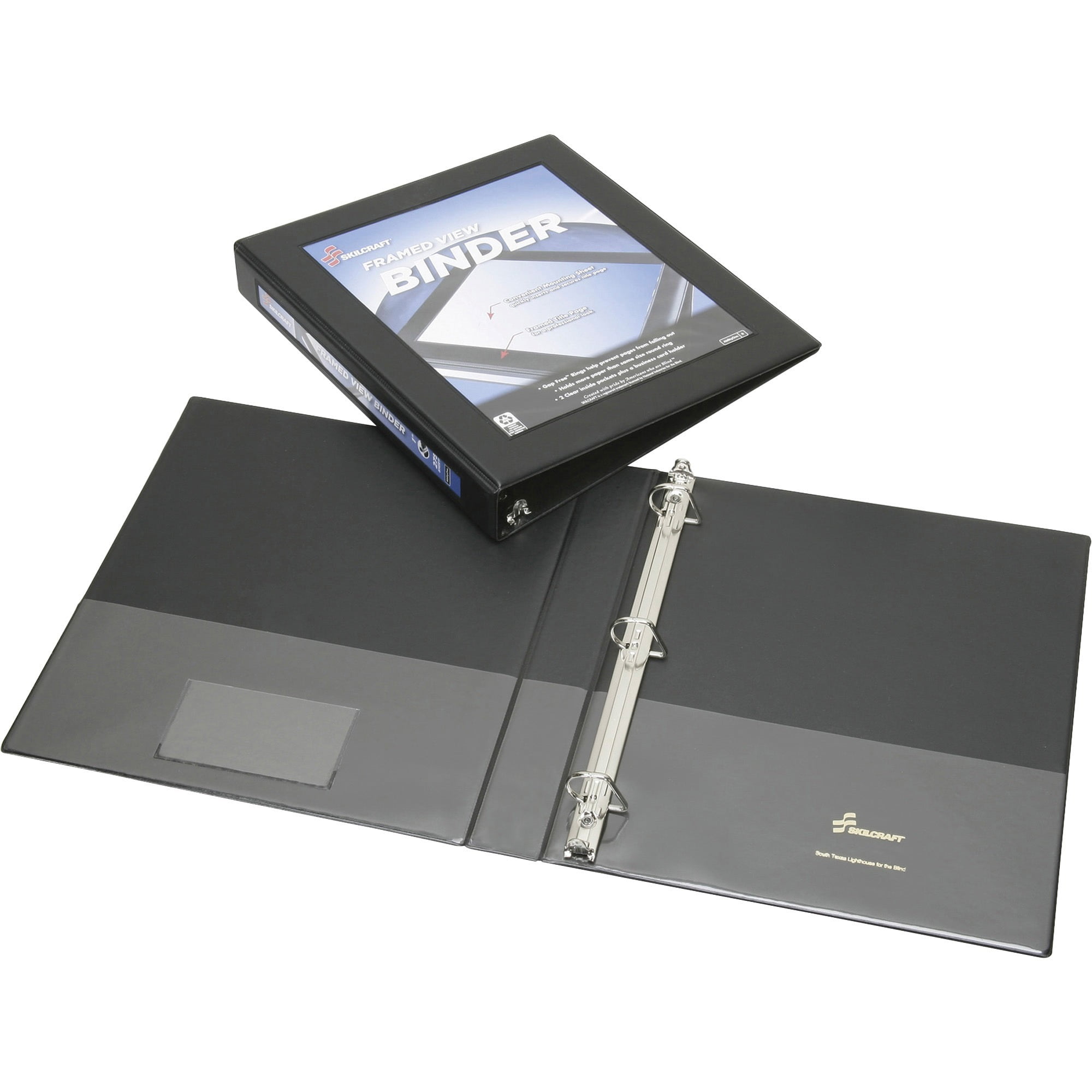 SKILCRAFT, NSN4621390, D-ring Frame View Binder, 1 Each, Black