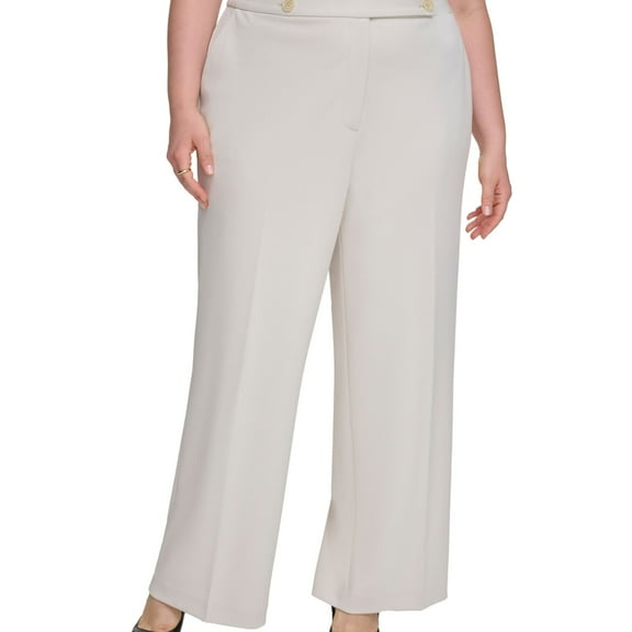Calvin Klein Womens Scuba-Crepe Dress Pants, Beige, Plus Size, 18W