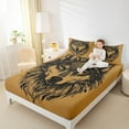 thumbnail image 4 of Manfei Wild Wolves Twin Sheet Sets,Jungle Wildlife Wolf Twin Fitted Sheet,Black Orange Flat Sheet For Boys,Super Cozy Room Decor,3pcs, 4 of 7