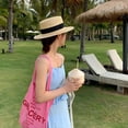 thumbnail image 2 of MEICHEN Fedora Hat for Women, Square Buckle Dome Panama Flat Top Straw Hat Summer Travel Sunshade Sun Hat Beach Wide Brim Hat, Fall Winter Fashion Accessories, 2 of 7