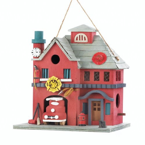 Zingz & Thingz Fire Station 10 in x 9 in x 7.25 in Birdhouse by Songbird Valley