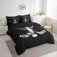 thumbnail image 3 of Homewish Kids Teens Ice Hockey Bedding Comforter Set 7 Pieces for Boys Girls, Black Gray Monogrammed Full Bedding Set, Sports Theme Fitted Sheet Flat Sheet, Lightweight Room Decorative, 3 of 8