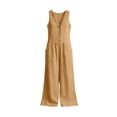 thumbnail image 7 of Hvogkswy Linen Jumpsuits for Women Loose Fitted V-Neck Sleeveless Jumpsuit Button Front Summer Solid Casual Wide Leg Romper with Pockets, 7 of 7