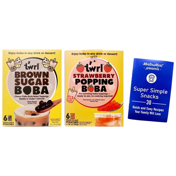 TWRL Ready-to-Eat Popping Boba – Brown Sugar & Strawberry – Instant Boba Pearls – 2 Pack (21.12 oz Each) | MerlinsMart Zine
