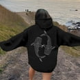 thumbnail image 2 of Fiaer Women Hoodies Long Sleeve Loose Fit Hooded Sweatsirts Drawstring Ocean Theme Graphic Pocket Tops Black M, 2 of 6