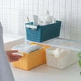 thumbnail image 6 of Manunclaims Plastic Storage Basket, Desktop Weave Baskets with Handle, Portable Bathroom Open Storage Bin, Small Plastic Containers Shelf Brackets for Shelves Countertop Kitchen Cabinet Office, 6 of 8