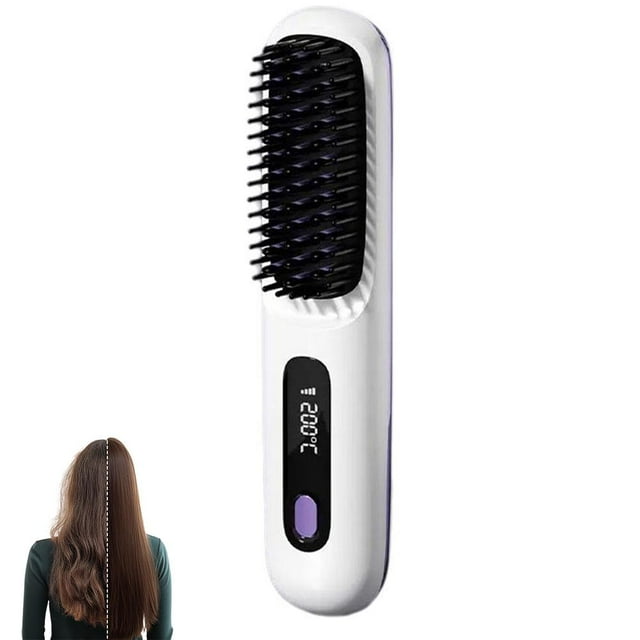 SharkTRUE Portable Hair Straightening Brush Curling Iron: Uniform Heating, 3 Temperature Settings, For All Hair Types