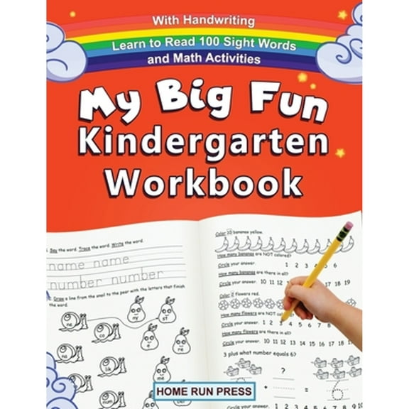 Pre-Owned My Big Fun Kindergarten Workbook with Handwriting Learn to Read 100 Sight Words and Math Activities: Pre K, 1st Grade, Homeschooling, Kindergarten Mat (Paperback) 1952368294 9781952368295