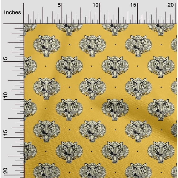 oneOone Organic Cotton Poplin Twill Fabric Animal Face Block Decor Fabric Printed BTY 42 Inch Wide