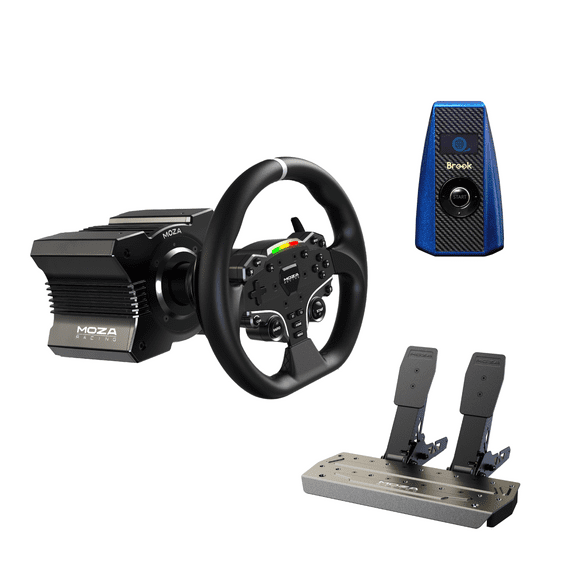Volante ES con Base R5+Pedales+Adaptador multiconsola - Moza Racing negro