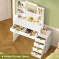 thumbnail image 3 of YANTONG Vanity Desk with 6 Drawers, 6 Open Shelves, Makeup Vanity with Mirror and Lights, Dressing Table with 3 Lighting Color Adjustable, Bedroom, White, 3 of 5