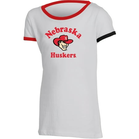 Nebraska Girl - Girls Youth Russell White Nebraska Cornhuskers Ringer T-Shirt
