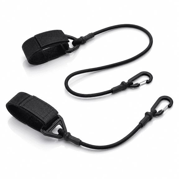 Kayak Paddle Leash,Lightweight Nylon Coiled Kayak Rod Leashes for Fishing Boating-Black 2Pcs