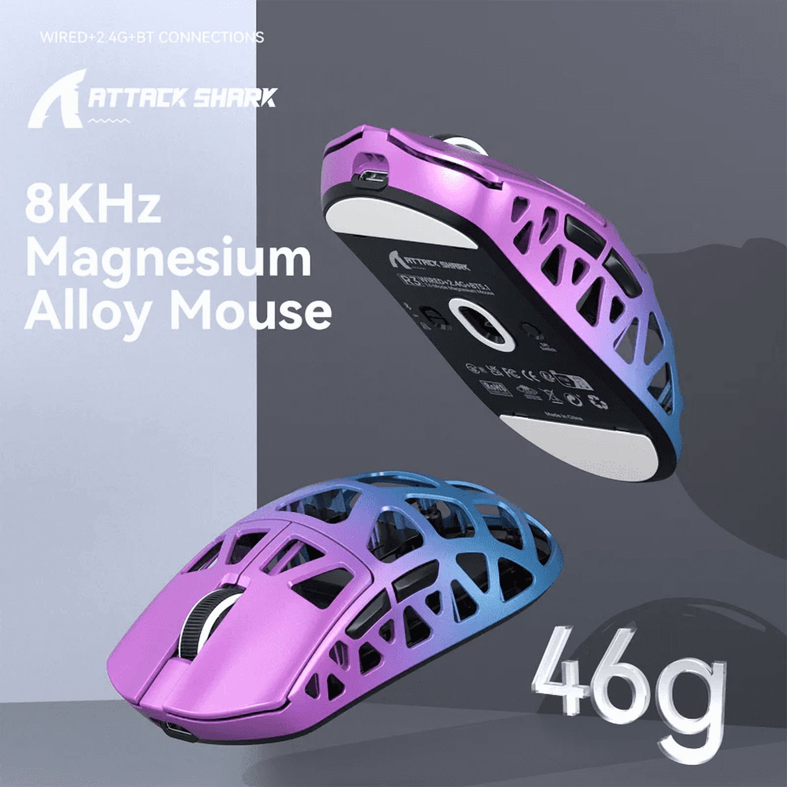 ATTACK SHARK R3PRO Gaming Mouse 8K with Coiled Cable 46g Magnesium Alloy SUPERLIGHT Mouse, 6 Adjustable DPI up to 26000, PixArt PAW3395 Gaming Sensor, BT/2.4G Wireless/Wired