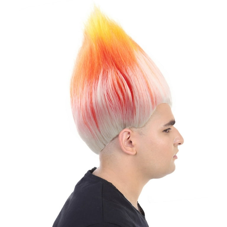 Unisex Adult Kids Wig Trolls Orange White Wig Premium Breathable Capless Cap
